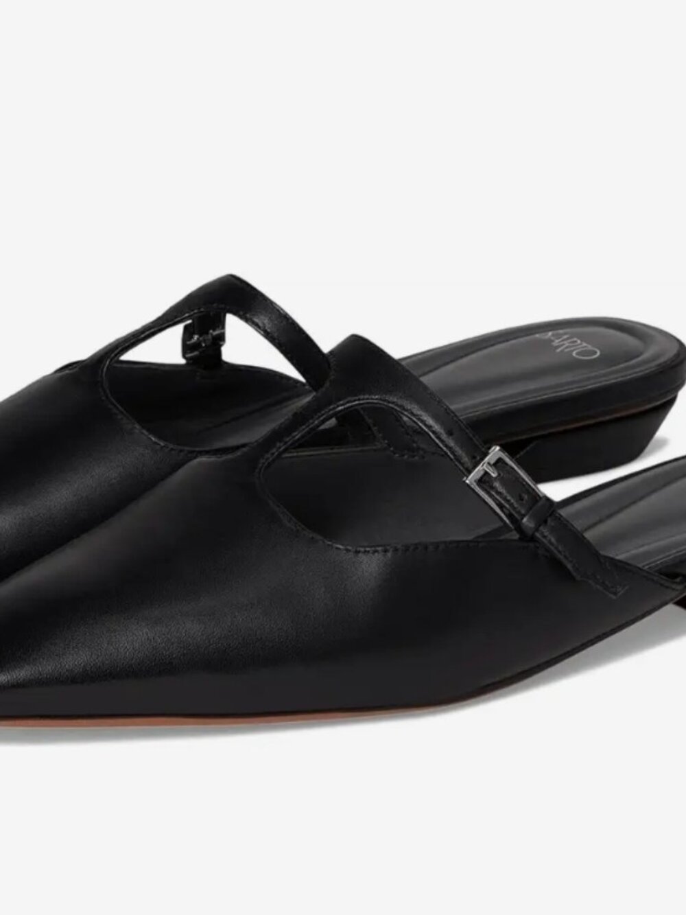 Franco Sarto Dorthea T-Strap Soft Black Leather Mule Women's Size 10 NEW